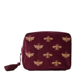 Elizabeth Scarlett Plum-Hued Honey Bees Wash Bag
