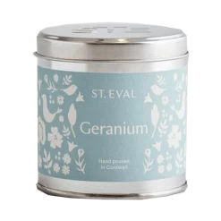 St Eval Candle Geranium Folk Tin Candle