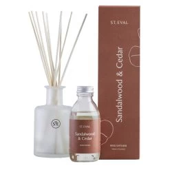 St Eval Lamorna Sandalwood & Cedar Reed Diffuser Set