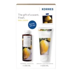 Korres Basil Lemon Showergel & Body Milk Set