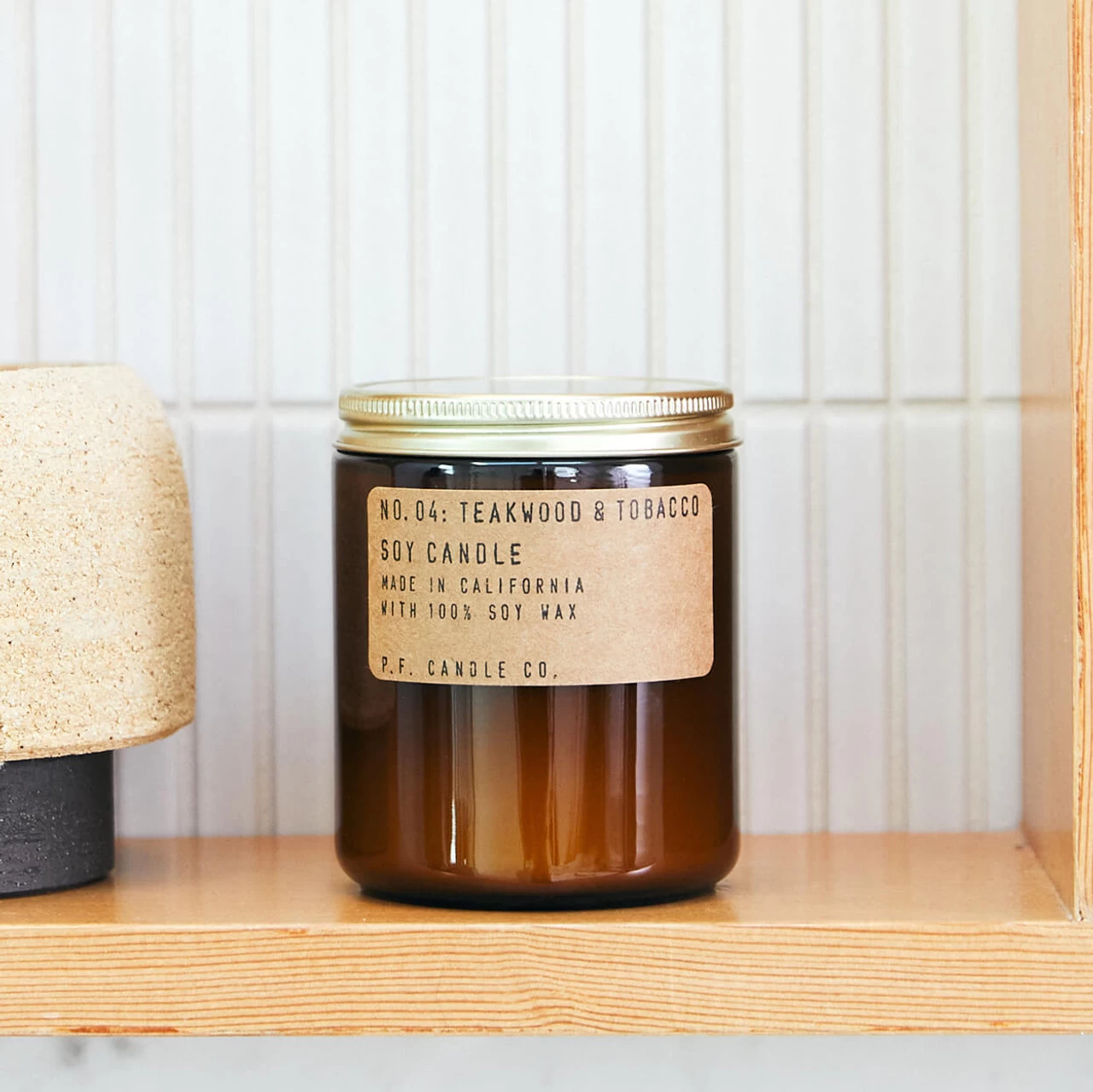 P.F. Candle Co. No. 04 Teakwood & Tobacco Large Soy Candle - Image 2