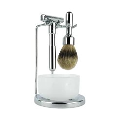 Merkur & Dovo Solingen 4-Piece Chrome Plated Polished Futur Shaving Set